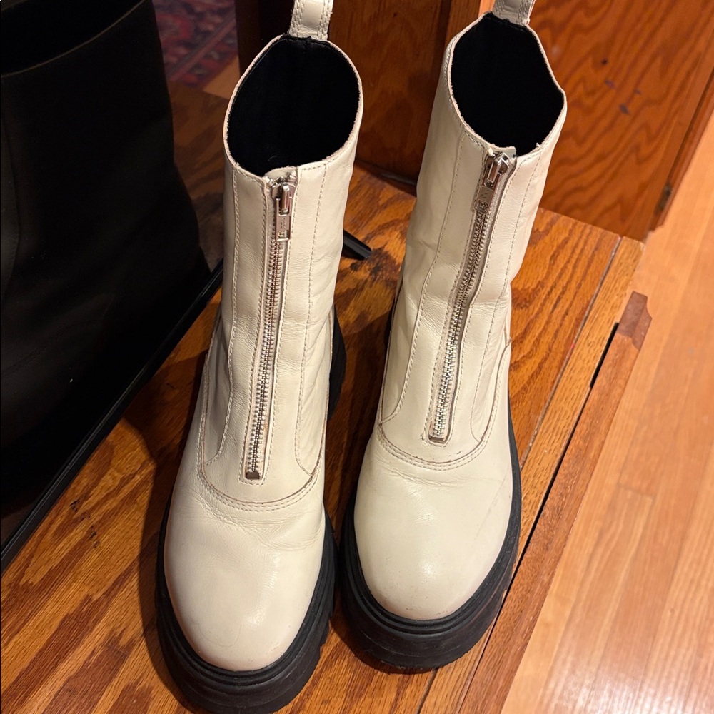 Cream Zip Boot - Picture 7 of 11